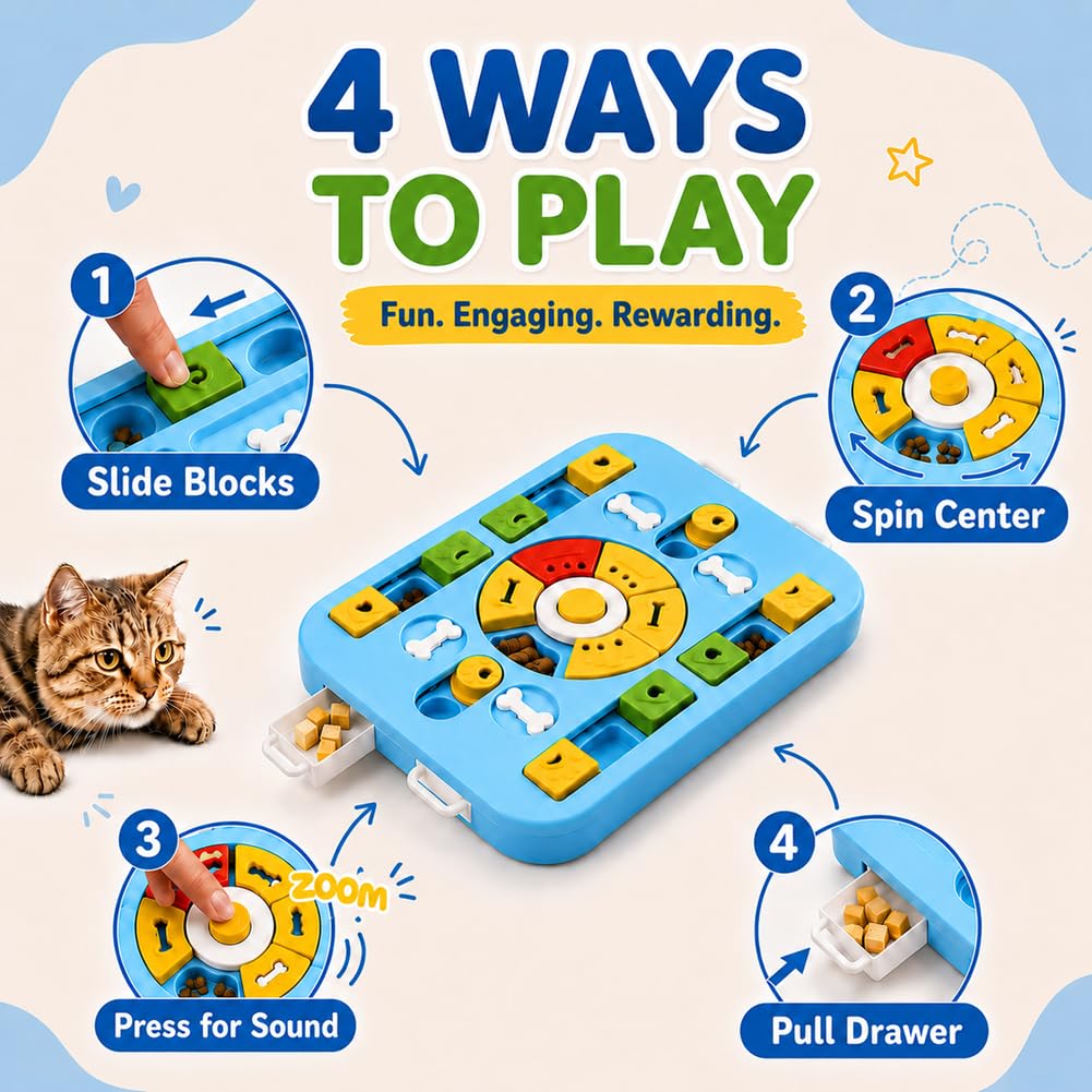 Blue treat puzzle toy, IQ brain stimulation – alternate view