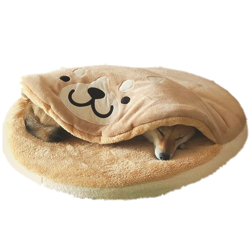 Round plush pet mat, cozy cat & dog nap spot – alternate view
