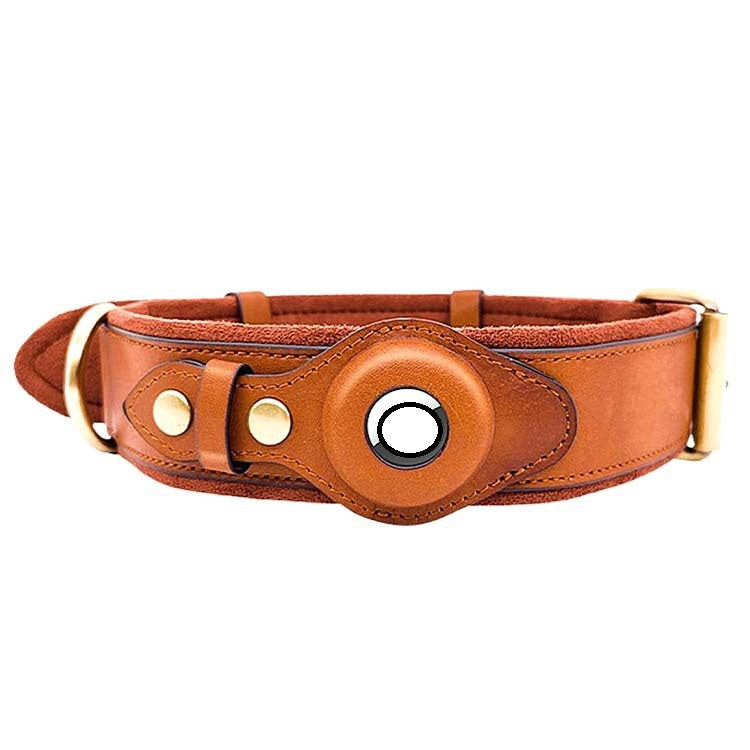 Leather GPS dog collar, genuine leather tracker holder – alternate view