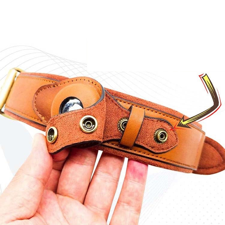 Leather GPS dog collar, genuine leather tracker holder – alternate view