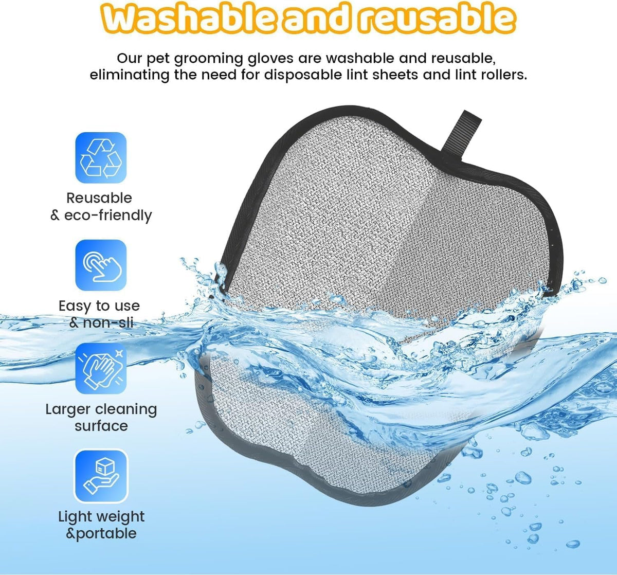 Reusable pet hair remover glove – alternate view