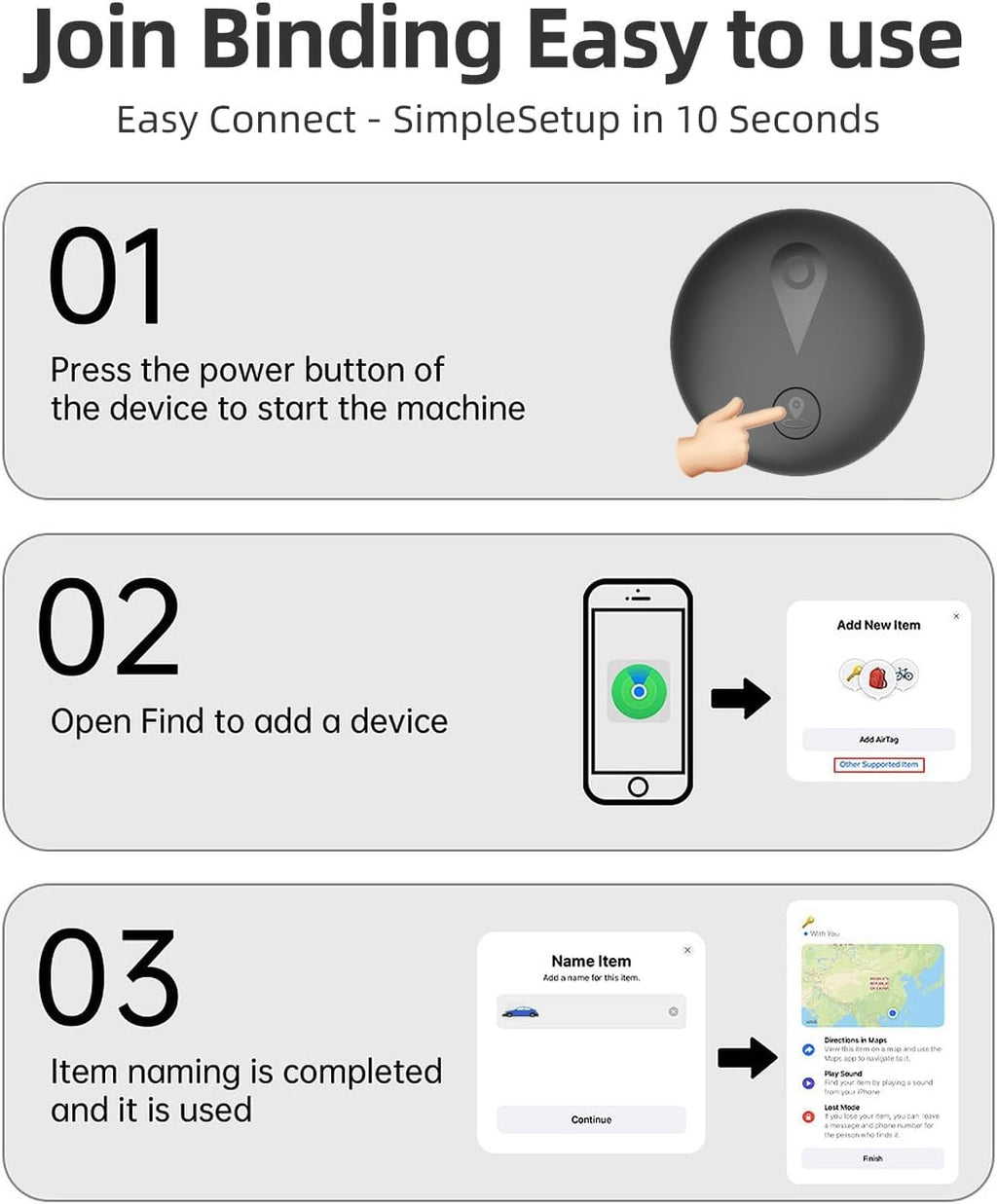GPS dog tracker, no monthly fee, Apple Find My – alternate view