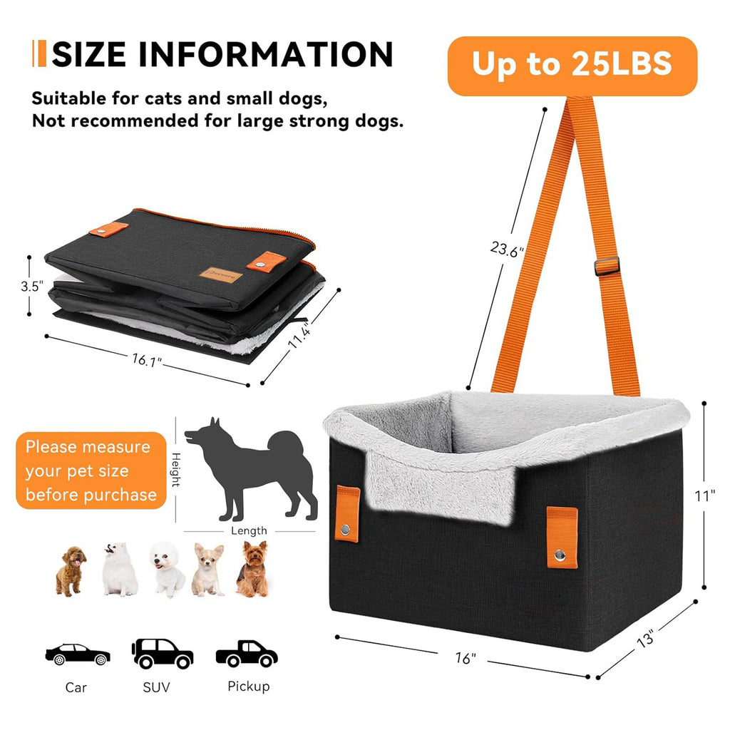 Portable dog booster car seat, clip-on leash – alternate view