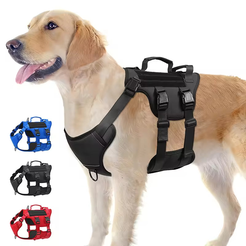 Tactical service dog harness, dual handle