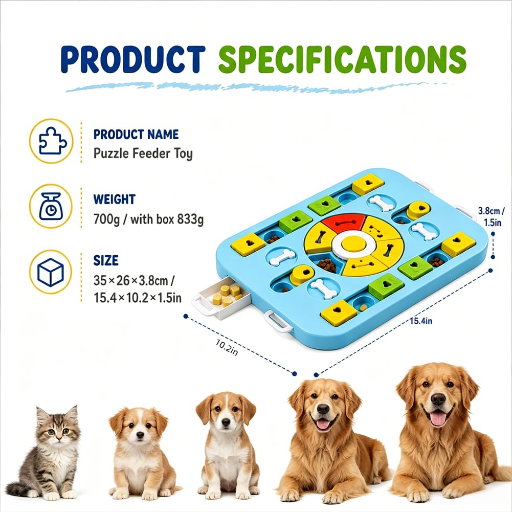 Blue treat puzzle toy, IQ brain stimulation – alternate view