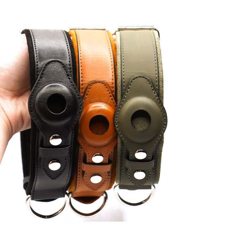 Leather GPS dog collar, genuine leather tracker holder – alternate view