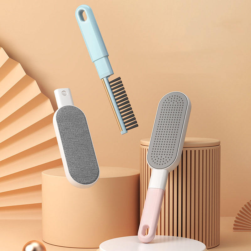 Double-sided pet hair removal brush