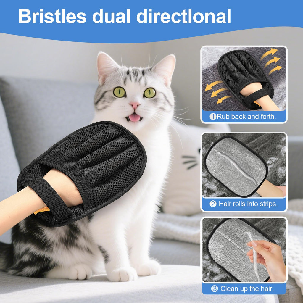 Five-finger pet hair removal glove – alternate view