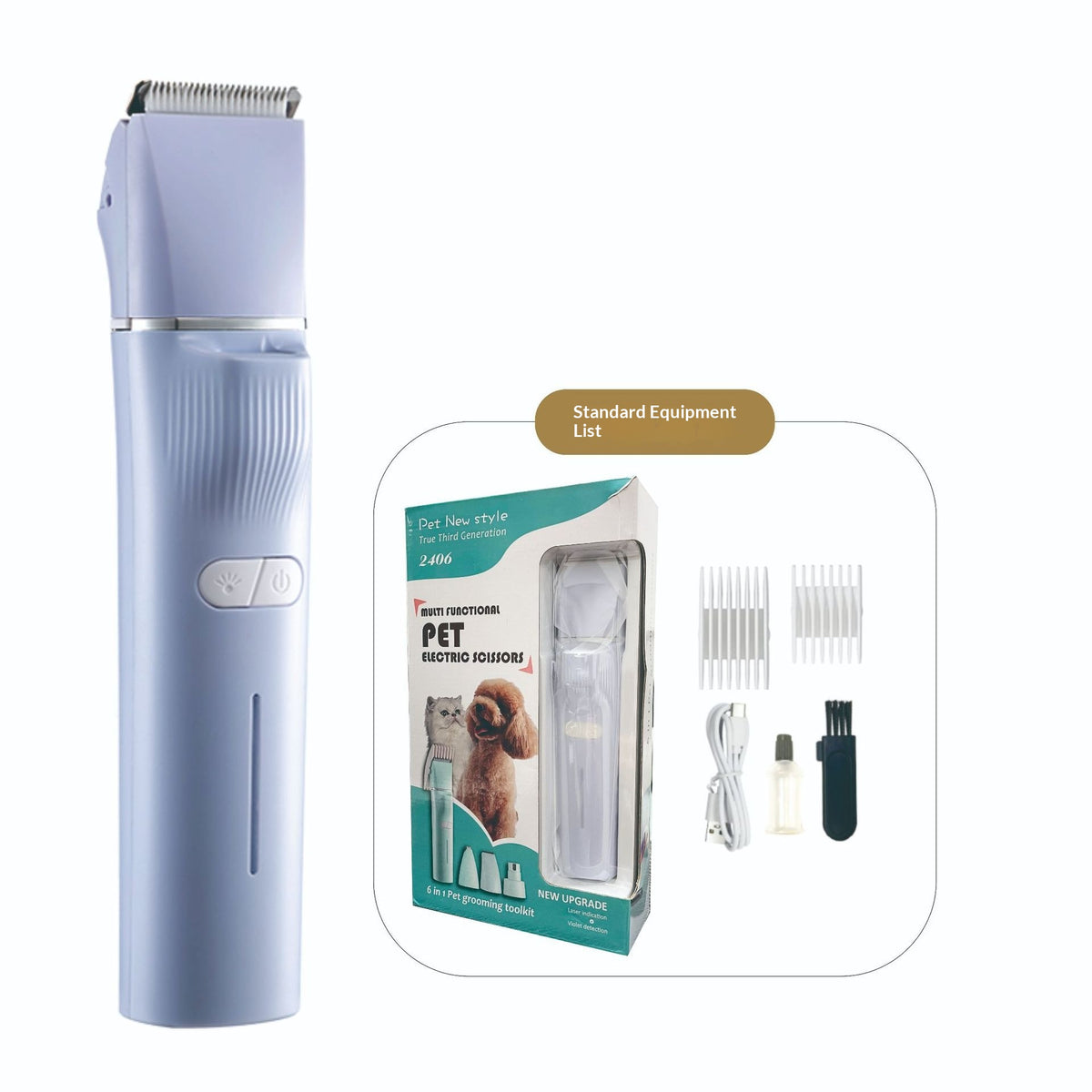 High-power pet clipper, cordless multi-attachment kit – alternate view