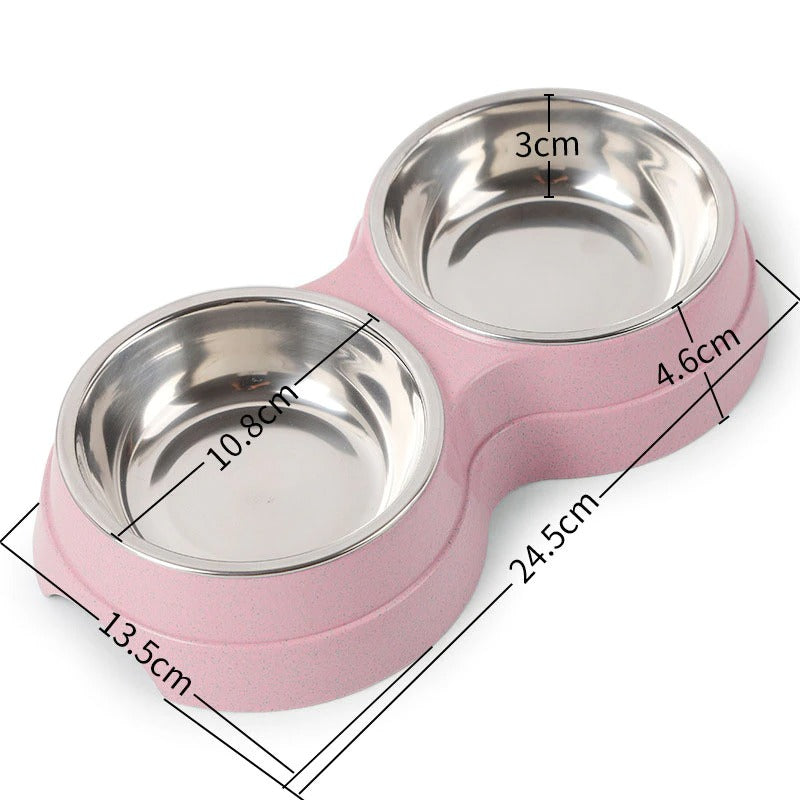 Double steel pet bowl, food & water feeder – alternate view