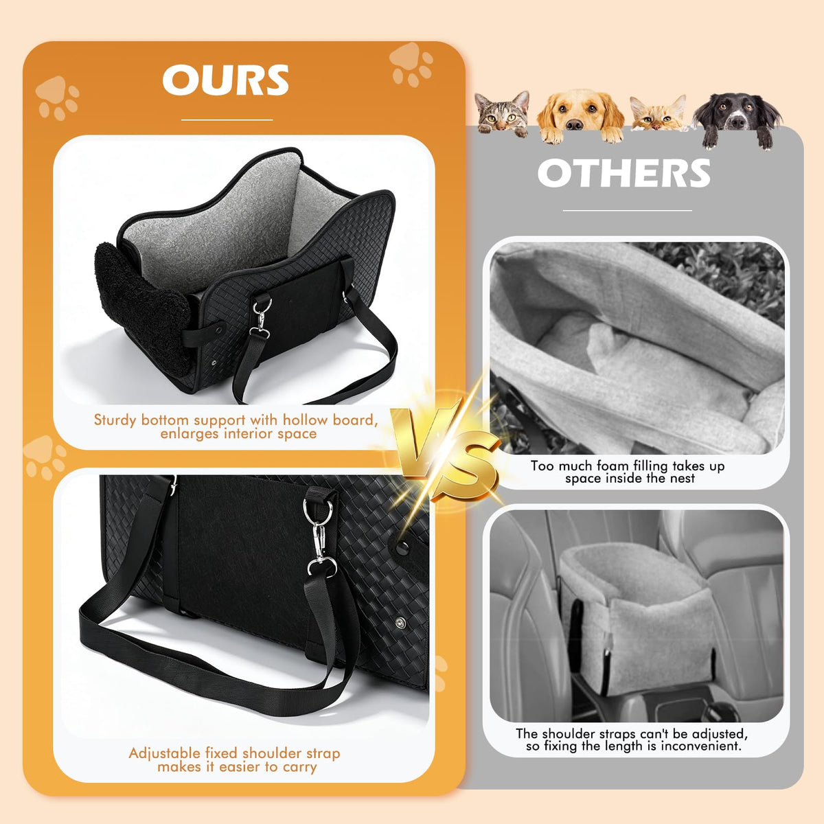 Center console dog car seat, booster to 15lbs – alternate view