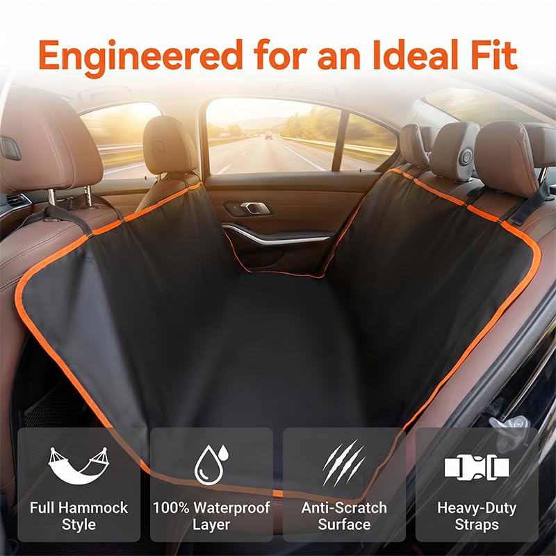 Waterproof dog car seat cover, back seat – alternate view