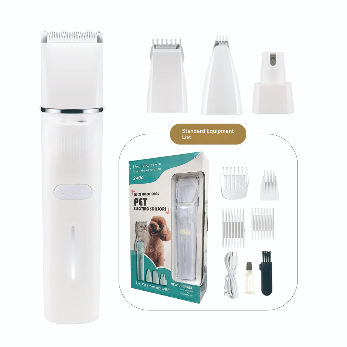 High-power pet clipper, cordless multi-attachment kit – alternate view