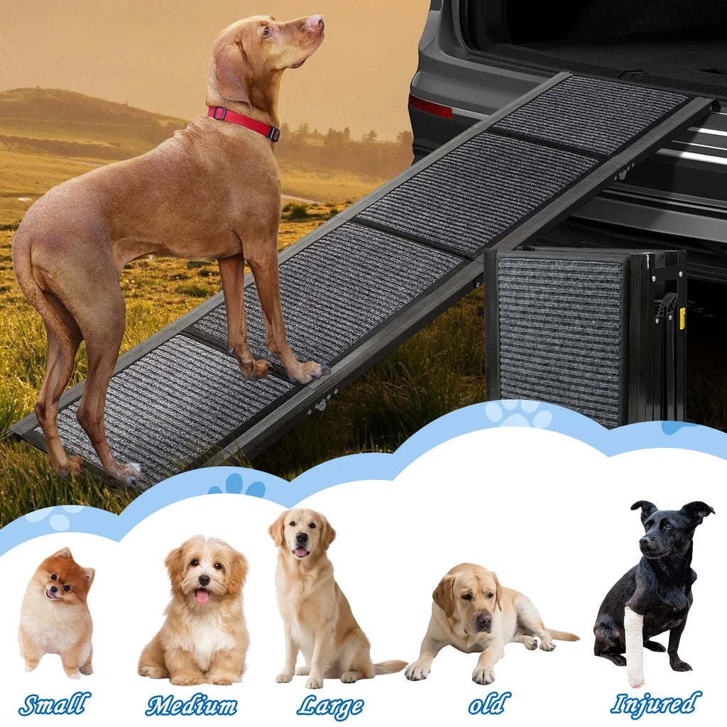 Folding dog car ramp, non-slip, 71in – alternate view