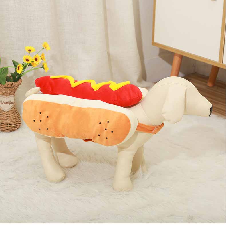 Hot dog costume for pets, Halloween pun – alternate view