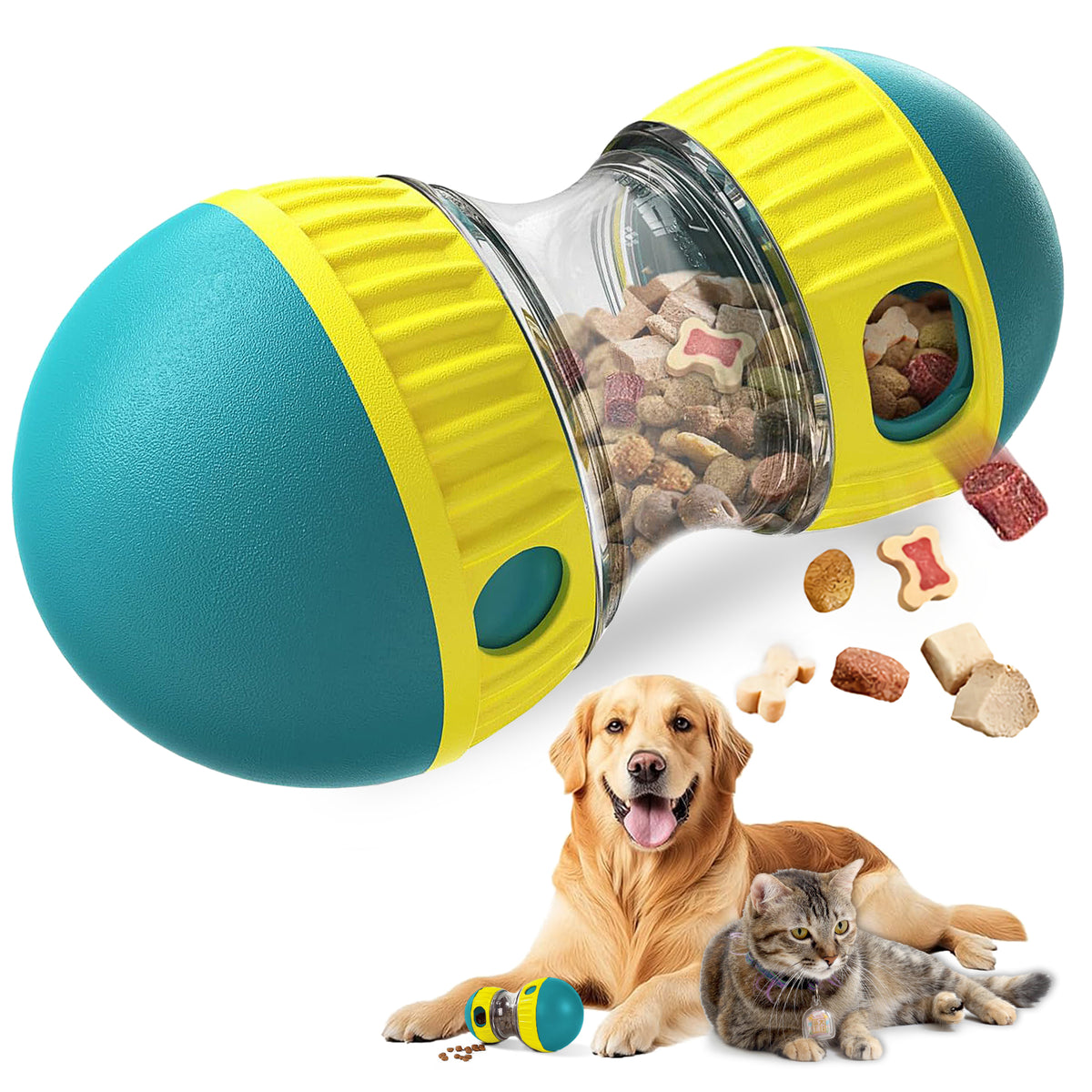 Treat dispensing ball, tough dog enrichment toy