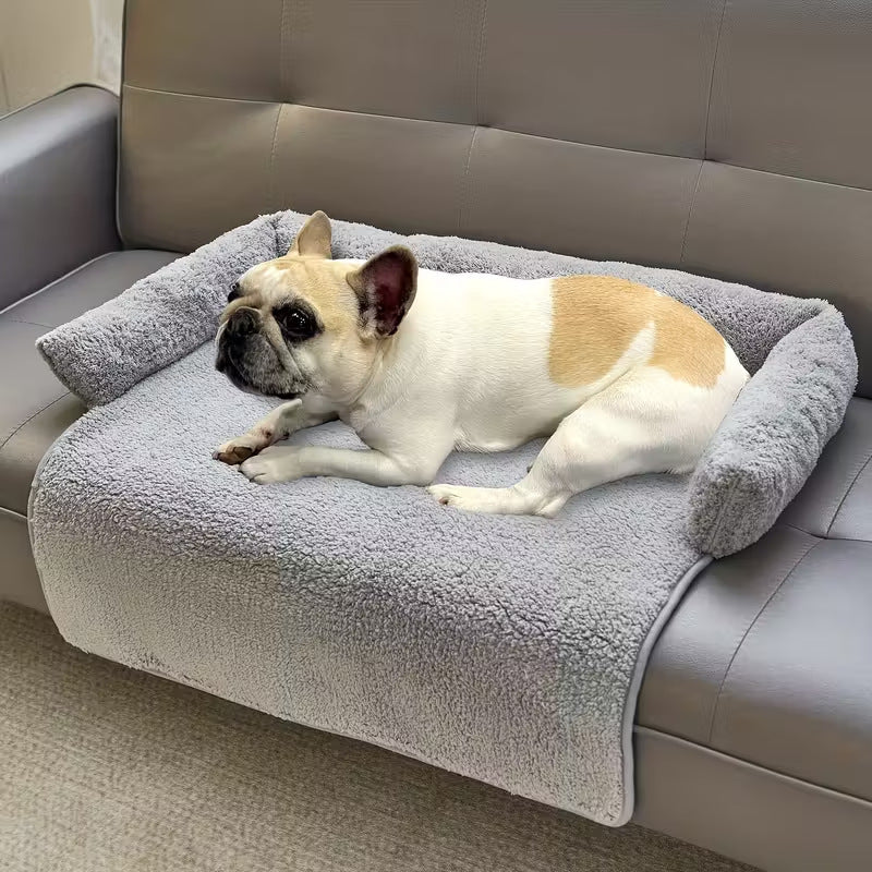 Plush pet throw pillow, sofa-ready cat & dog bed