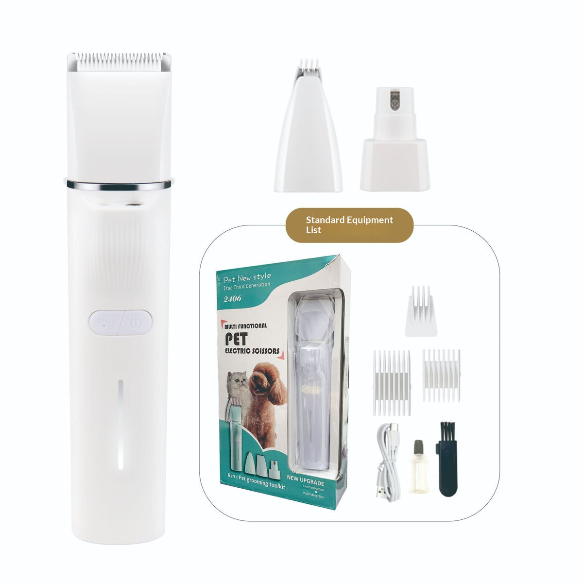 High-power pet clipper, cordless multi-attachment kit – alternate view