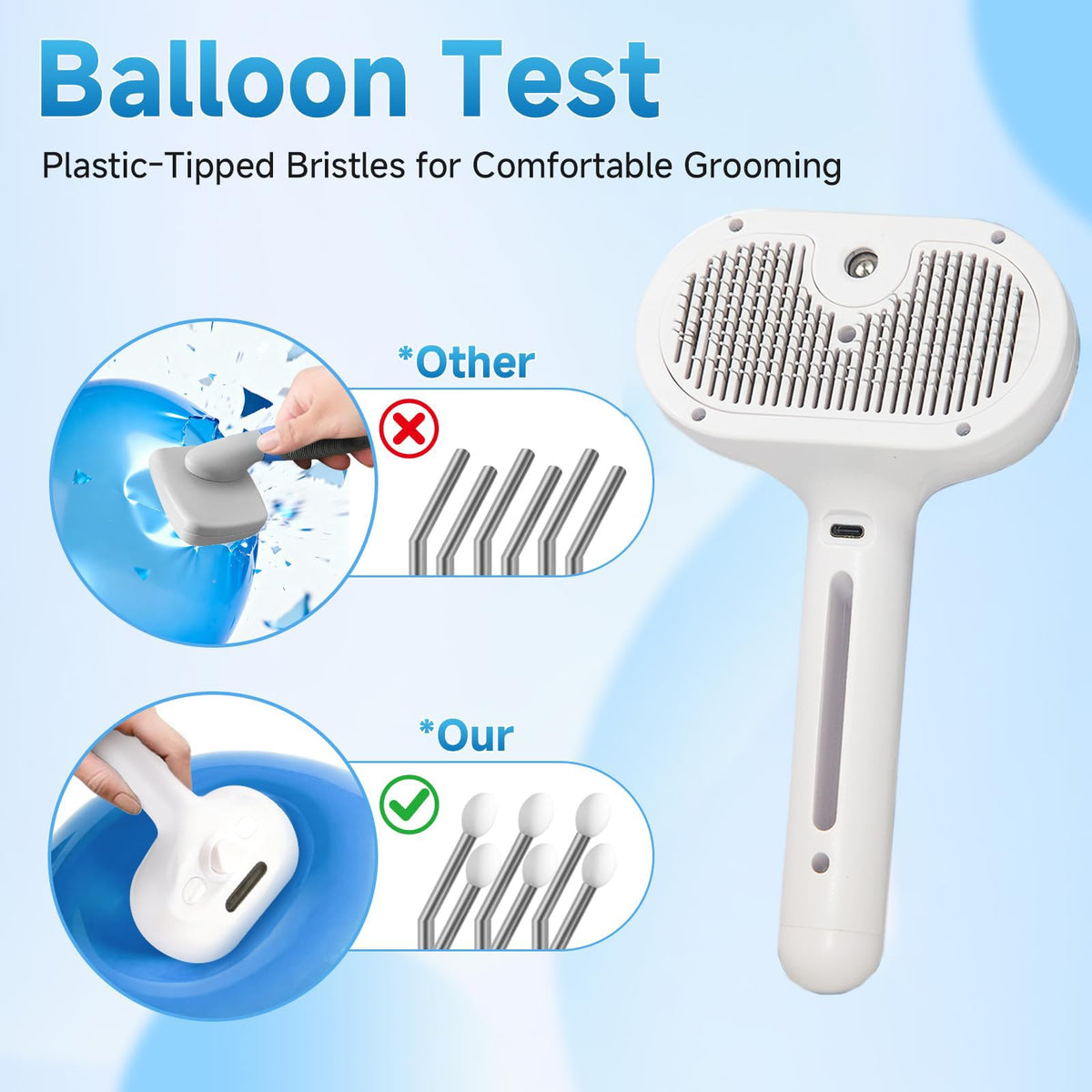 Cool mist pet brush, 3-in-1 self-cleaning grooming brush – alternate view
