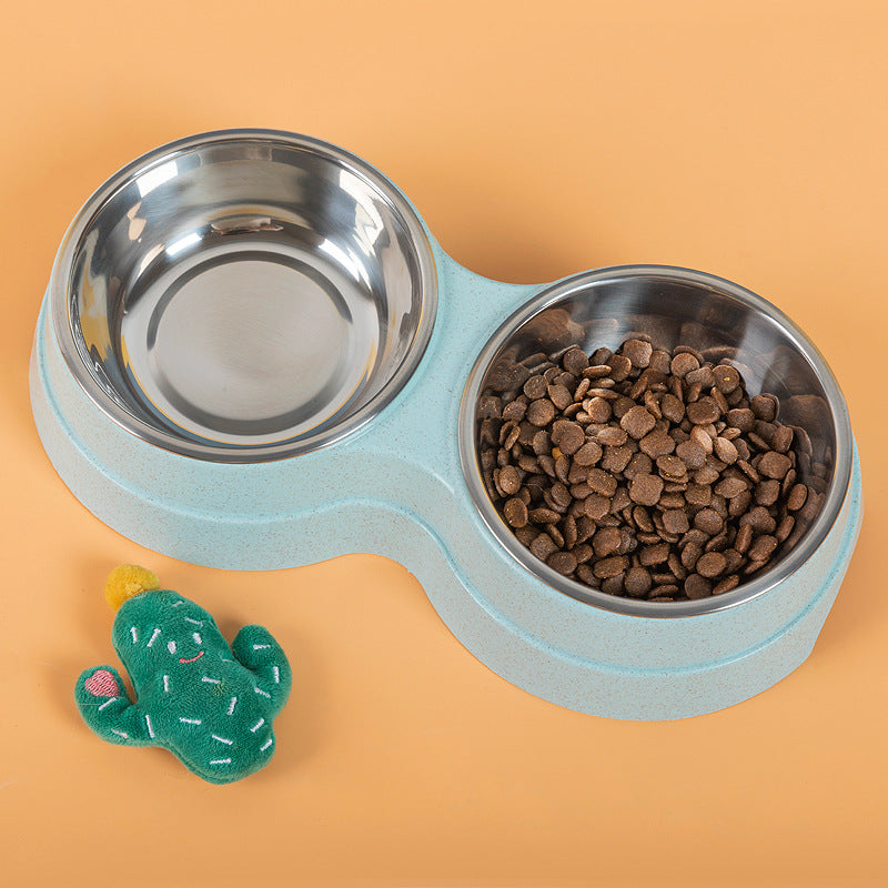 Double steel pet bowl, food & water feeder – alternate view