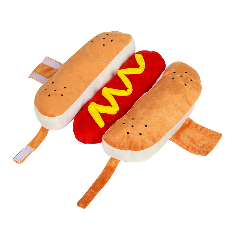Hot dog costume for pets, Halloween pun – alternate view