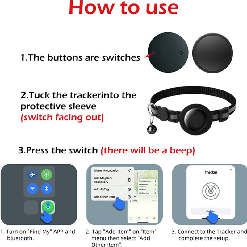 Cat GPS tracker collar, waterproof, iOS & Android – alternate view