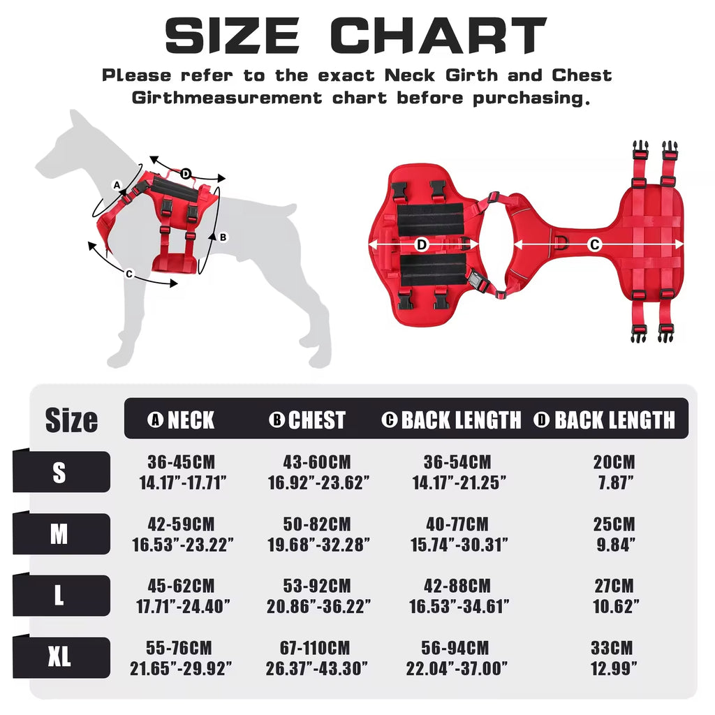 Tactical service dog harness, dual handle – alternate view