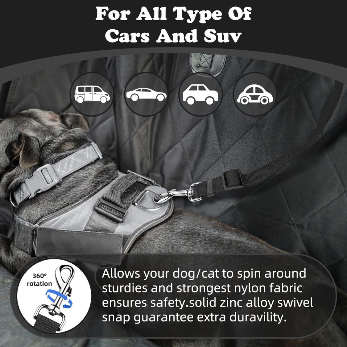 Dog car seat belt 2-pack, headrest restraint – alternate view
