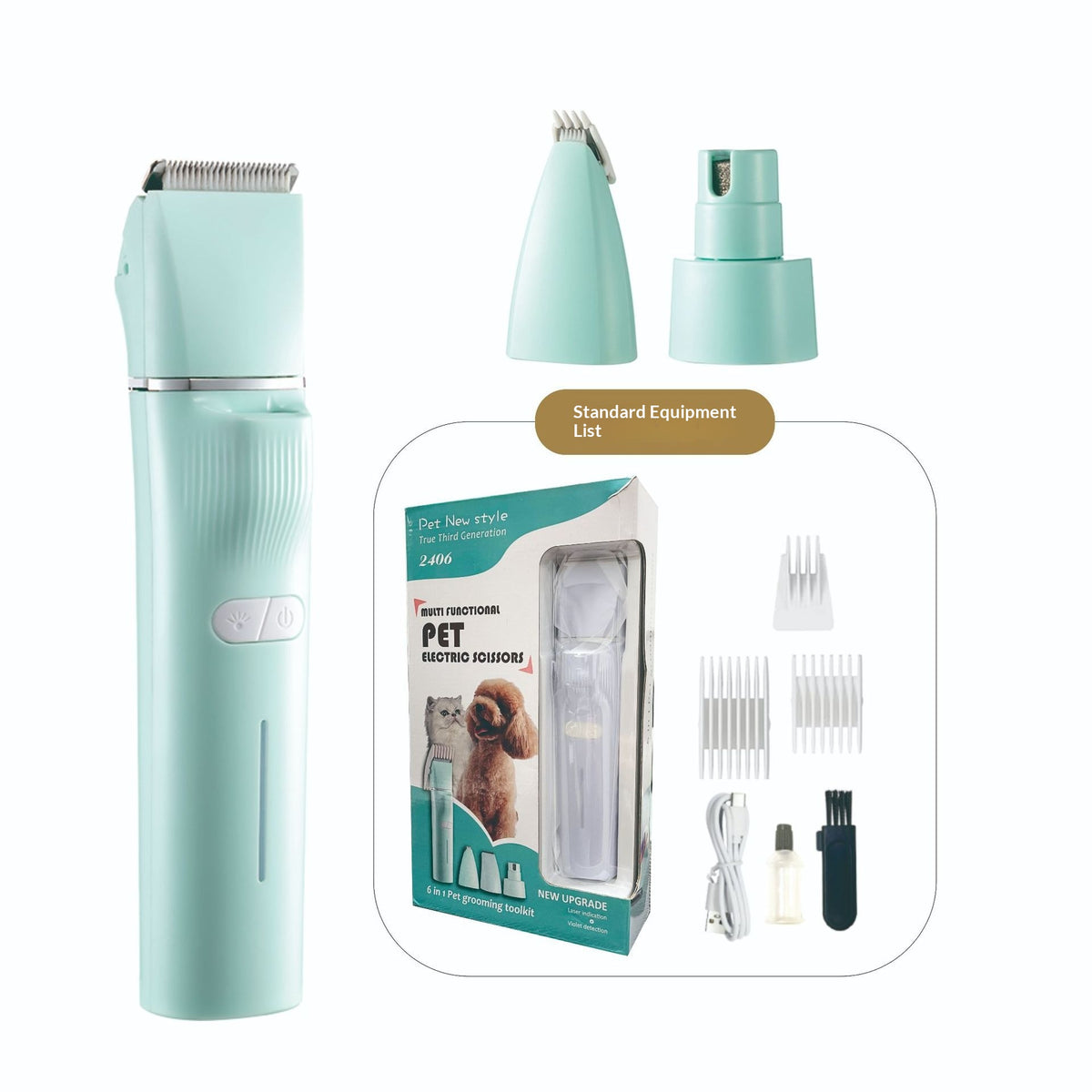 High-power pet clipper, cordless multi-attachment kit – alternate view