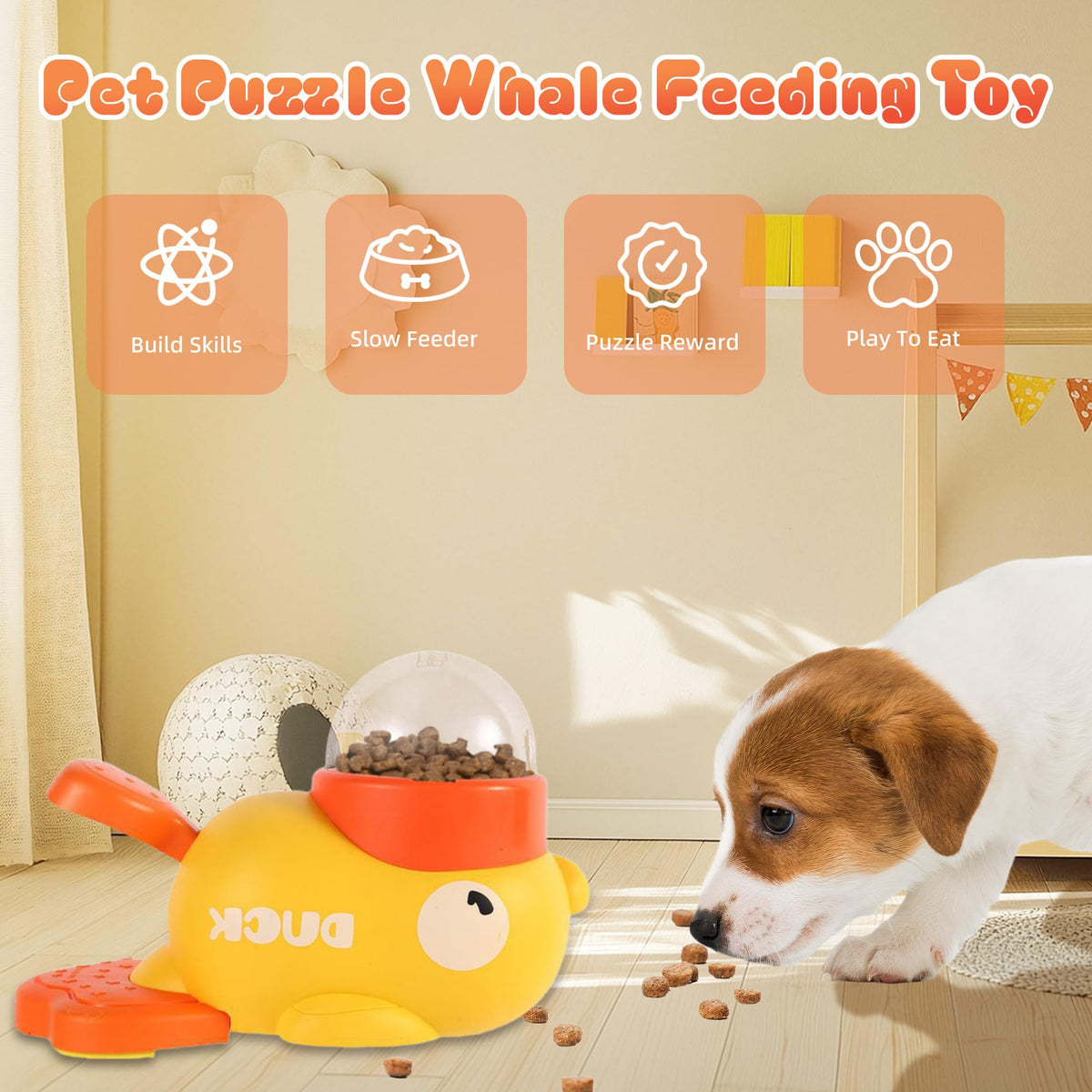 Duck treat dispenser, slow feeder puzzle toy – alternate view