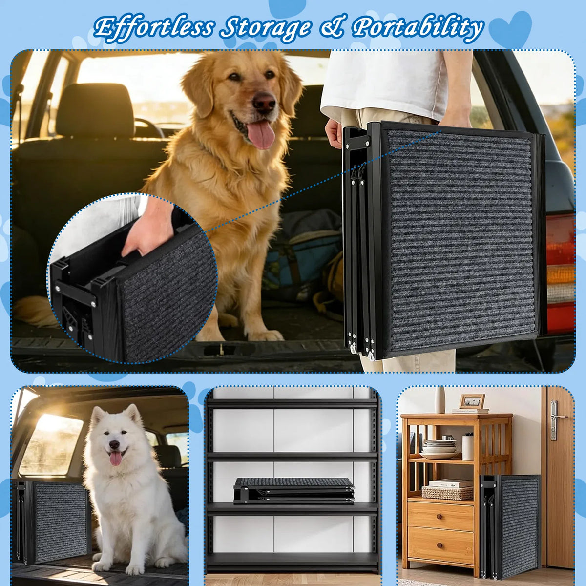 Folding dog car ramp, non-slip, 71in – alternate view