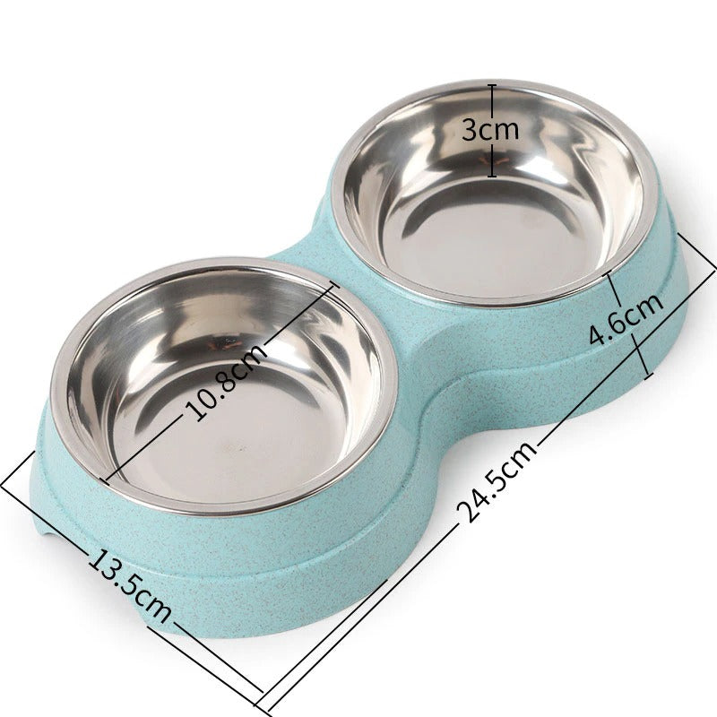 Double steel pet bowl, food & water feeder – alternate view