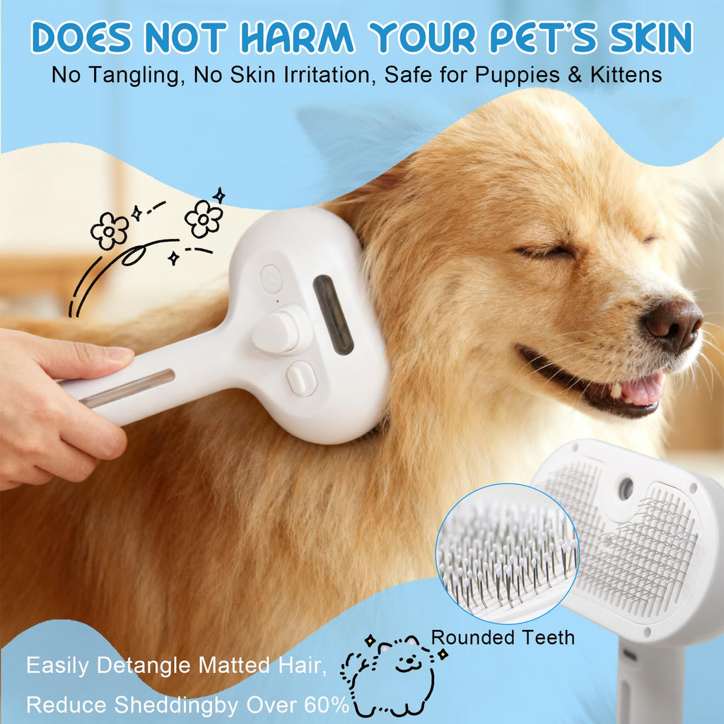 Cool mist pet brush, 3-in-1 self-cleaning grooming brush – alternate view