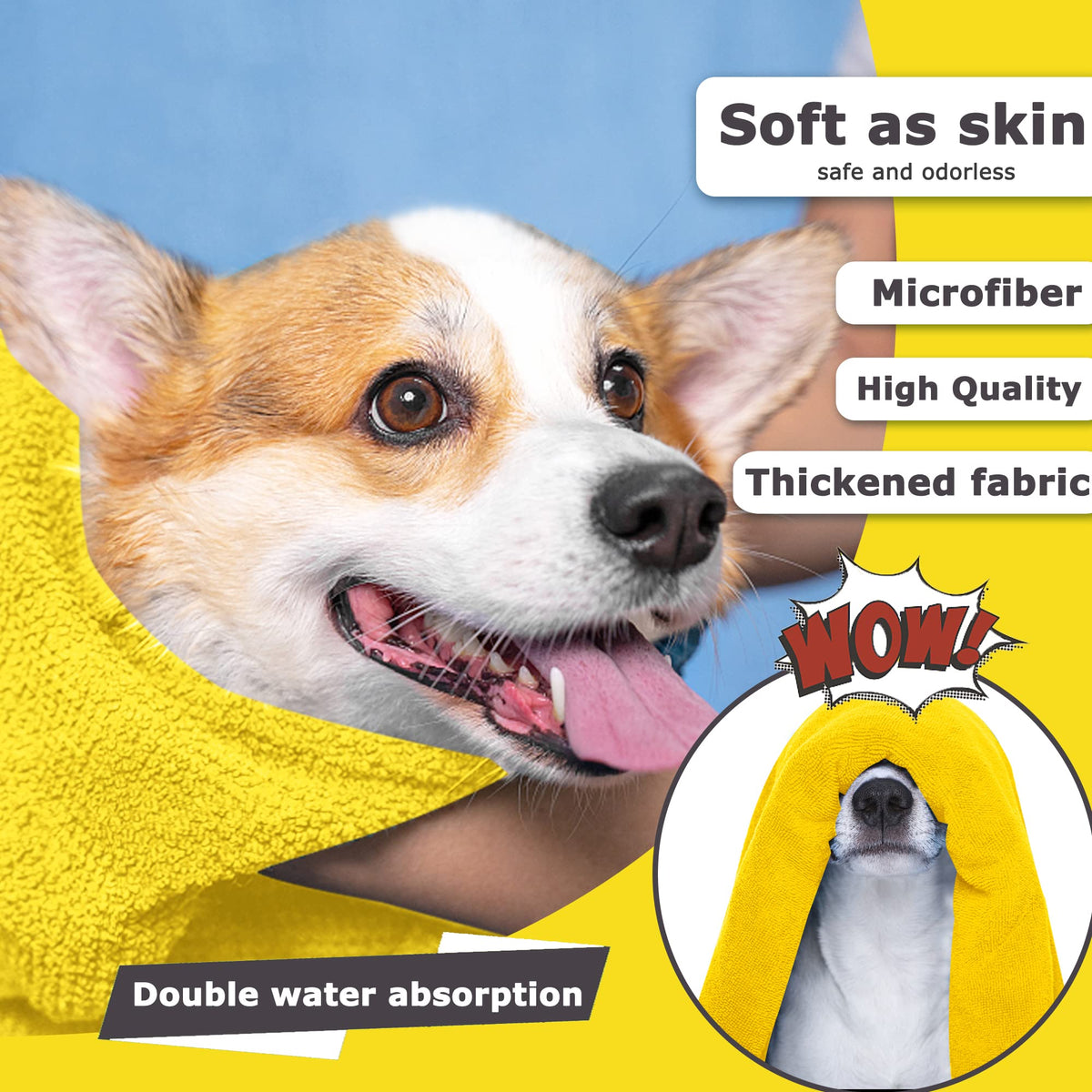 Microfiber dog & cat towel, quick-drying – alternate view