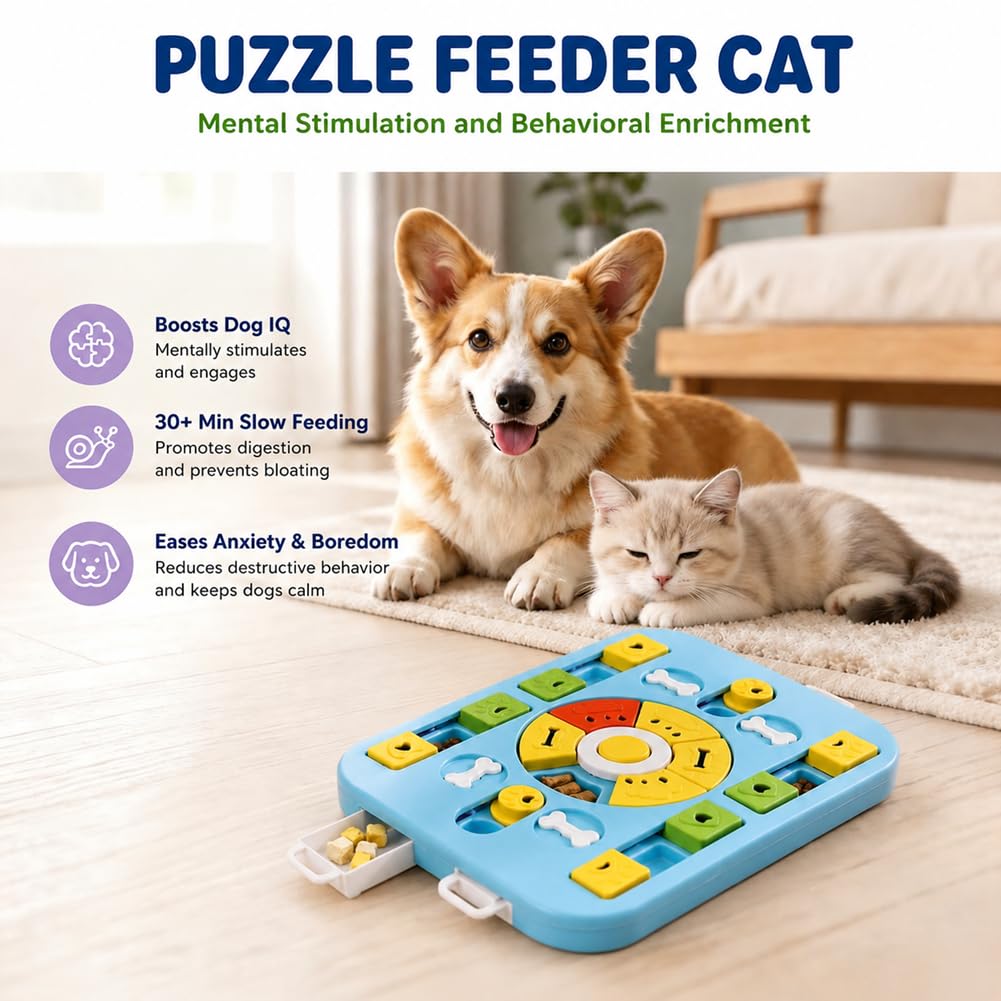 Blue treat puzzle toy, IQ brain stimulation – alternate view
