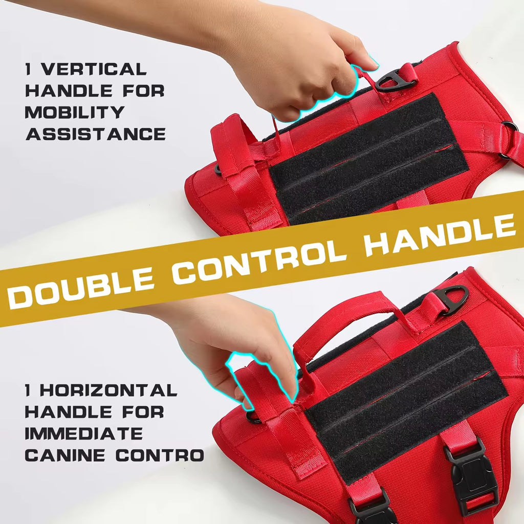 Tactical service dog harness, dual handle – alternate view