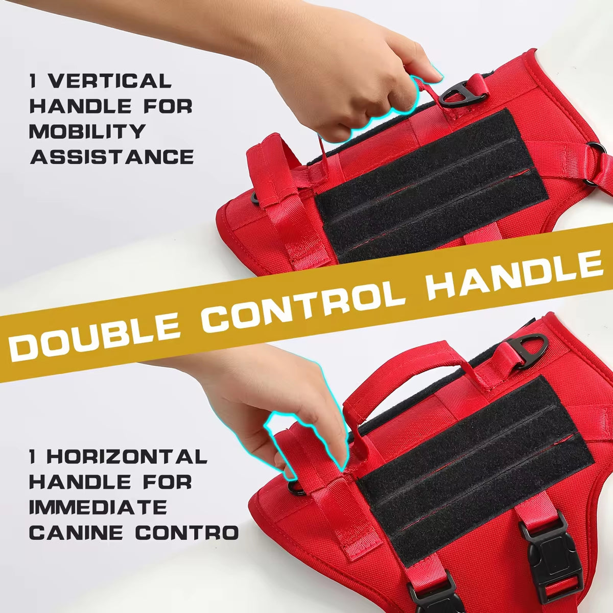 Tactical service dog harness, dual handle – alternate view
