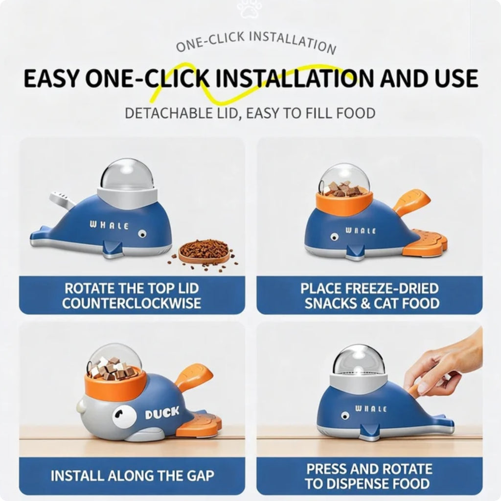 Whale slow feeder toy, IQ training for pets – alternate view