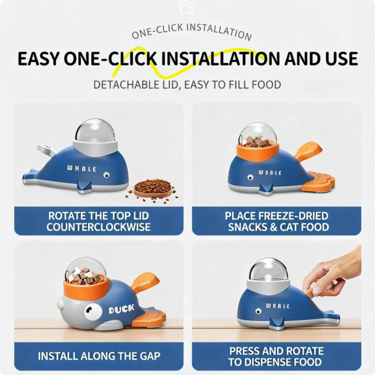 Whale slow feeder toy, IQ training for pets – alternate view