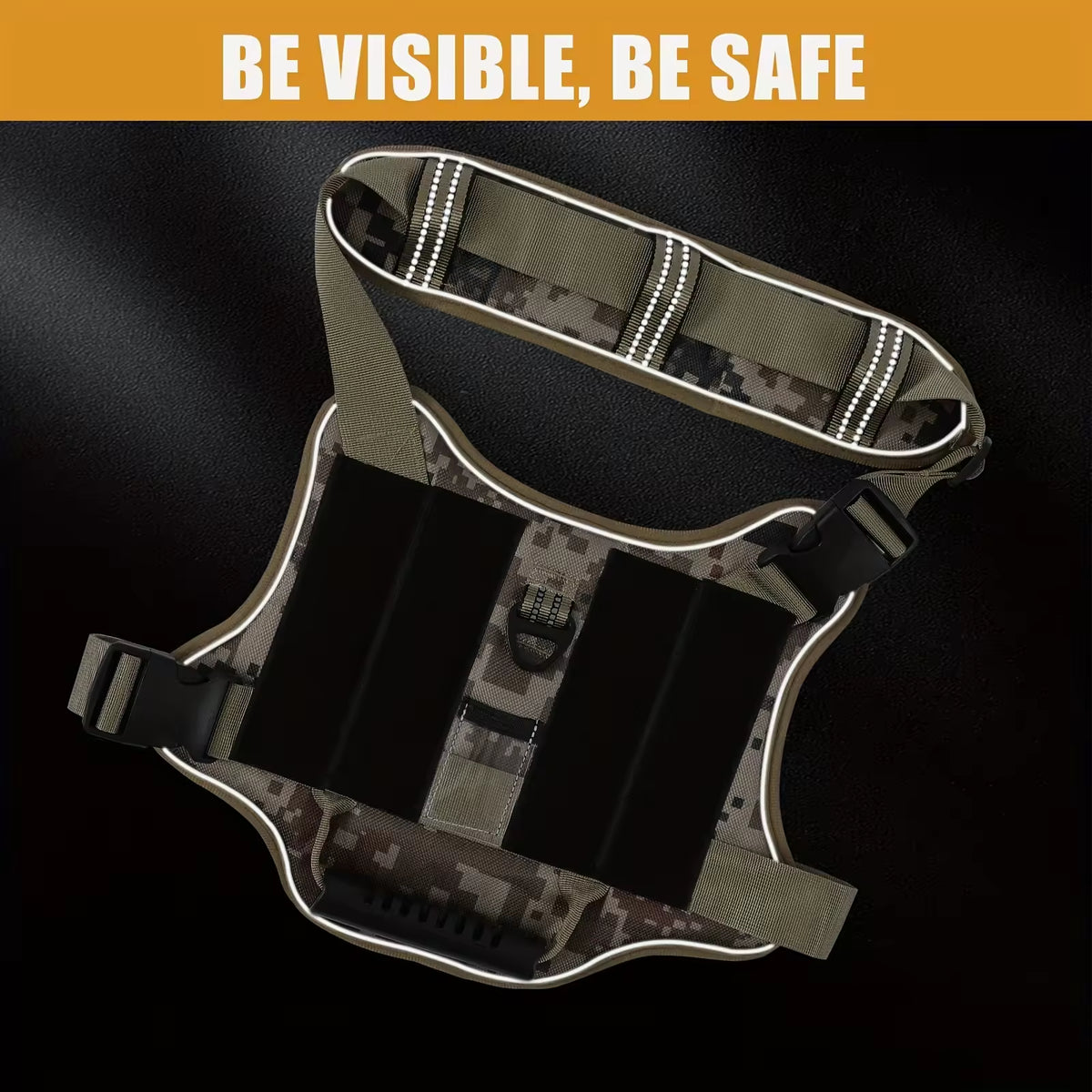 Tactical no-pull dog harness, handle & reflective – alternate view