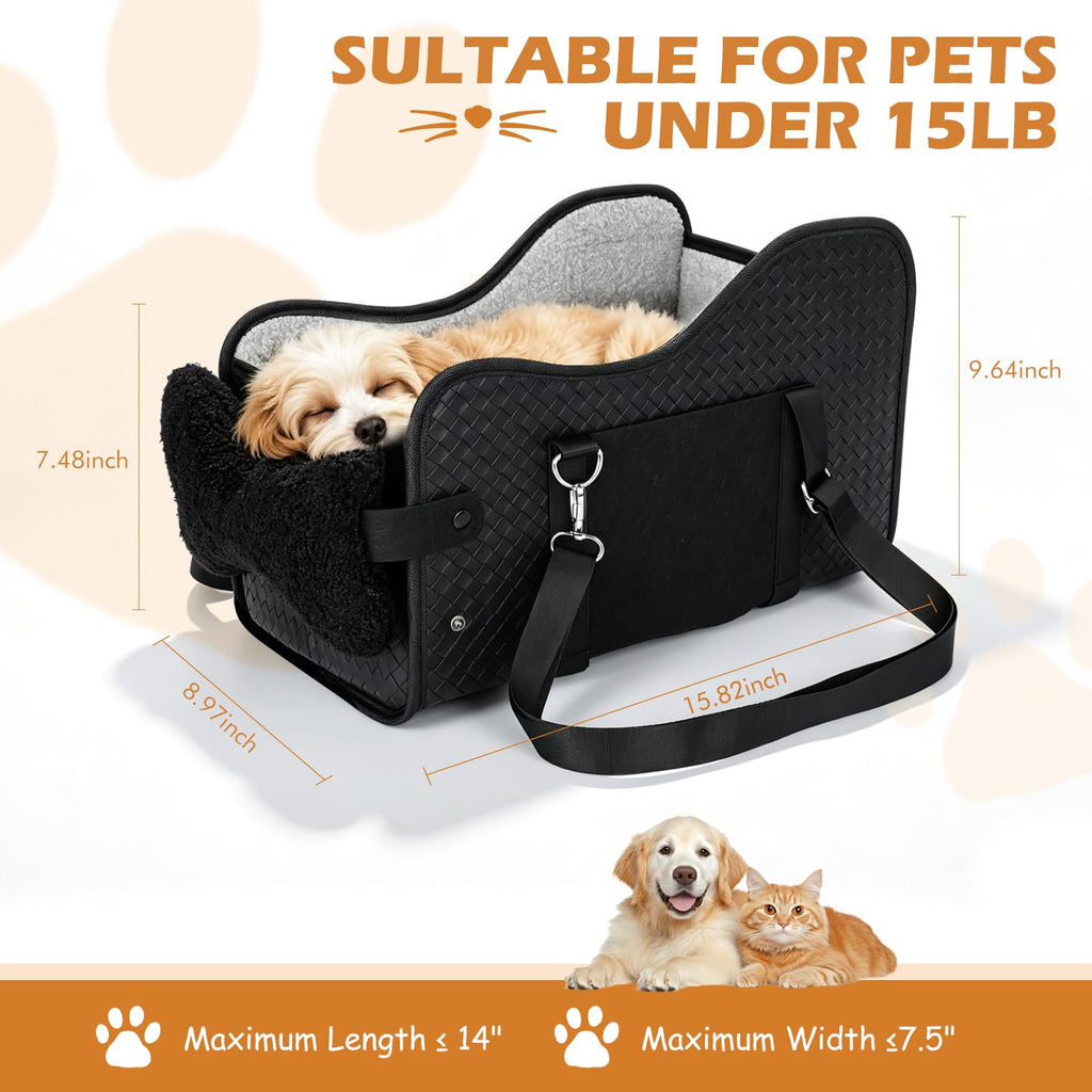 Center console dog car seat, booster to 15lbs – alternate view