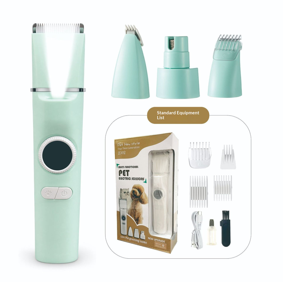 Pet clipper with digital display, grooming kit – alternate view