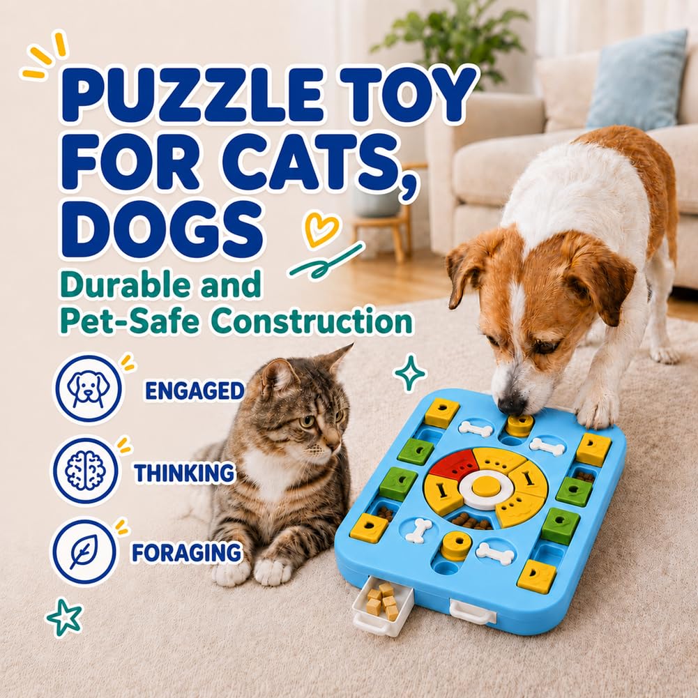 Blue treat puzzle toy, IQ brain stimulation – alternate view