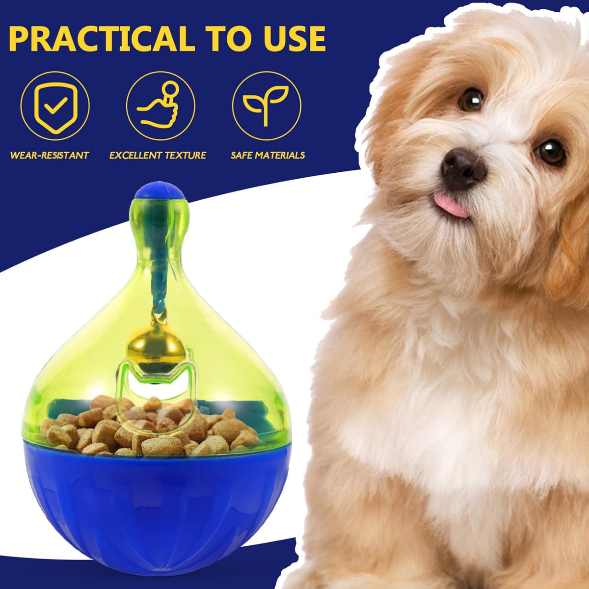Interactive treat ball dispenser, dog & cat – alternate view