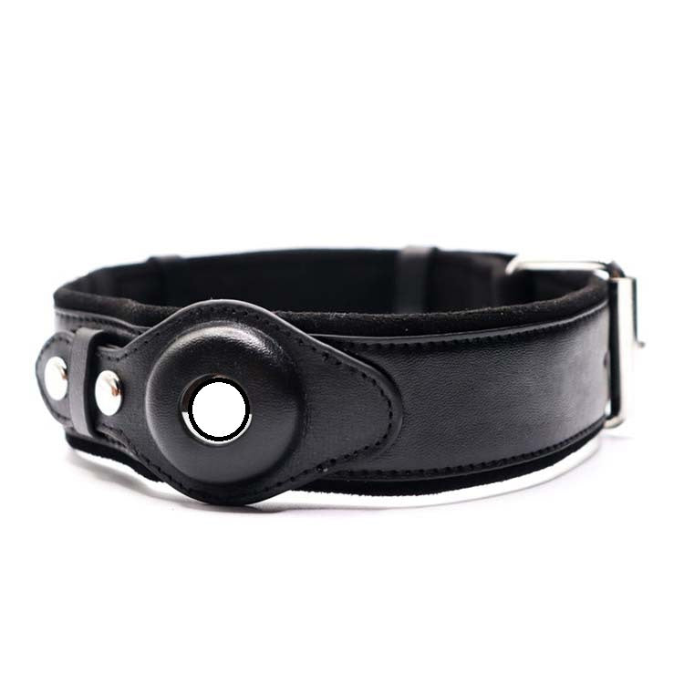 Leather GPS dog collar, genuine leather tracker holder – alternate view