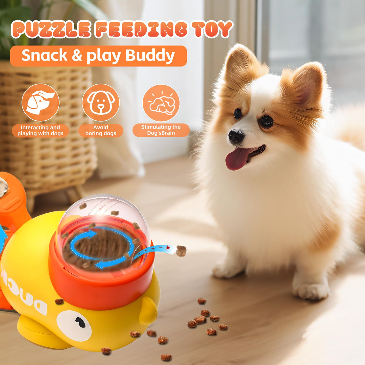 Duck treat dispenser, slow feeder puzzle toy – alternate view