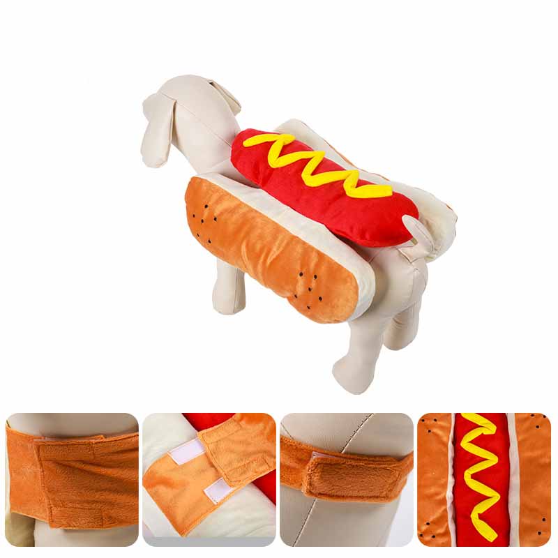 Hot dog costume for pets, Halloween pun – alternate view