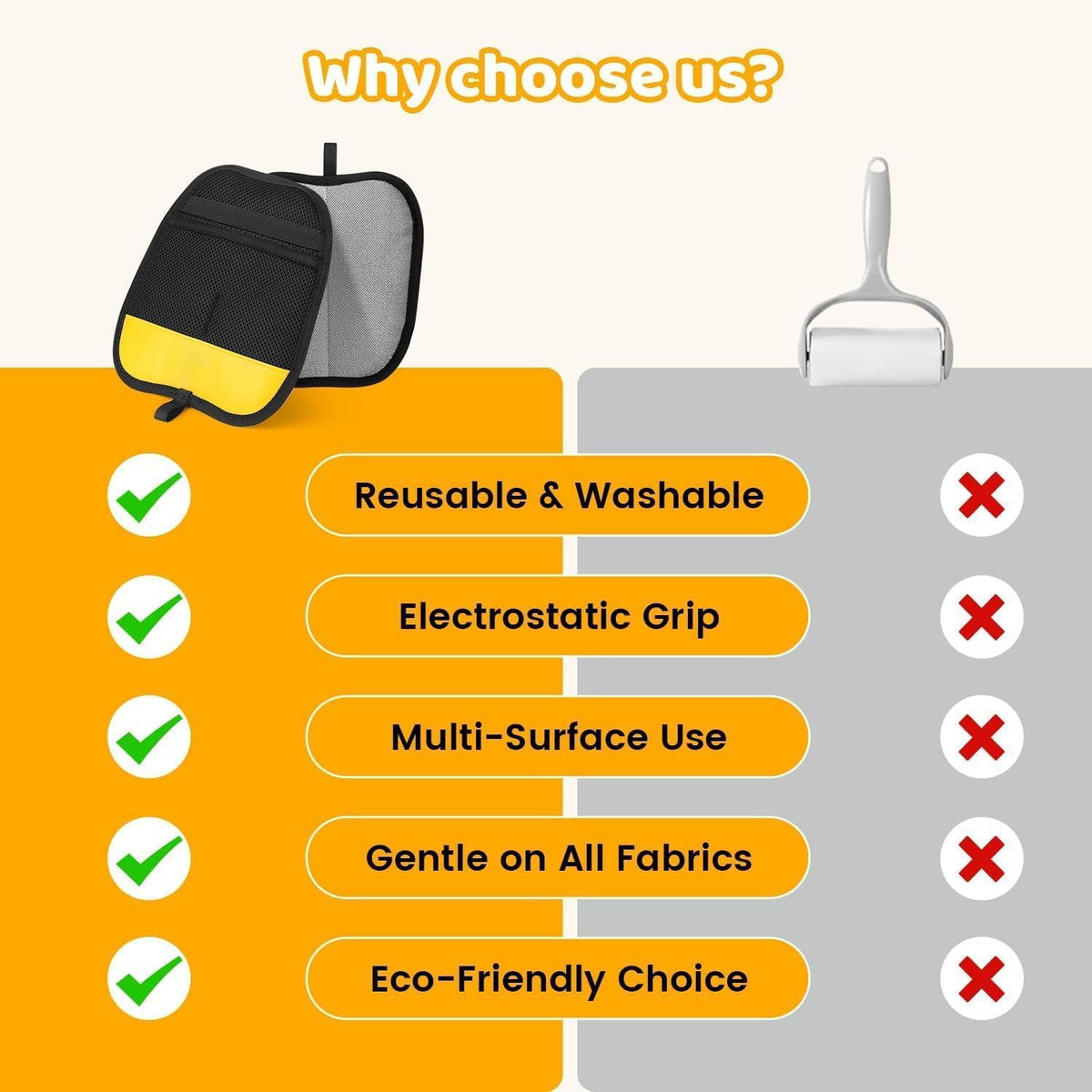 Reusable pet hair remover glove – alternate view