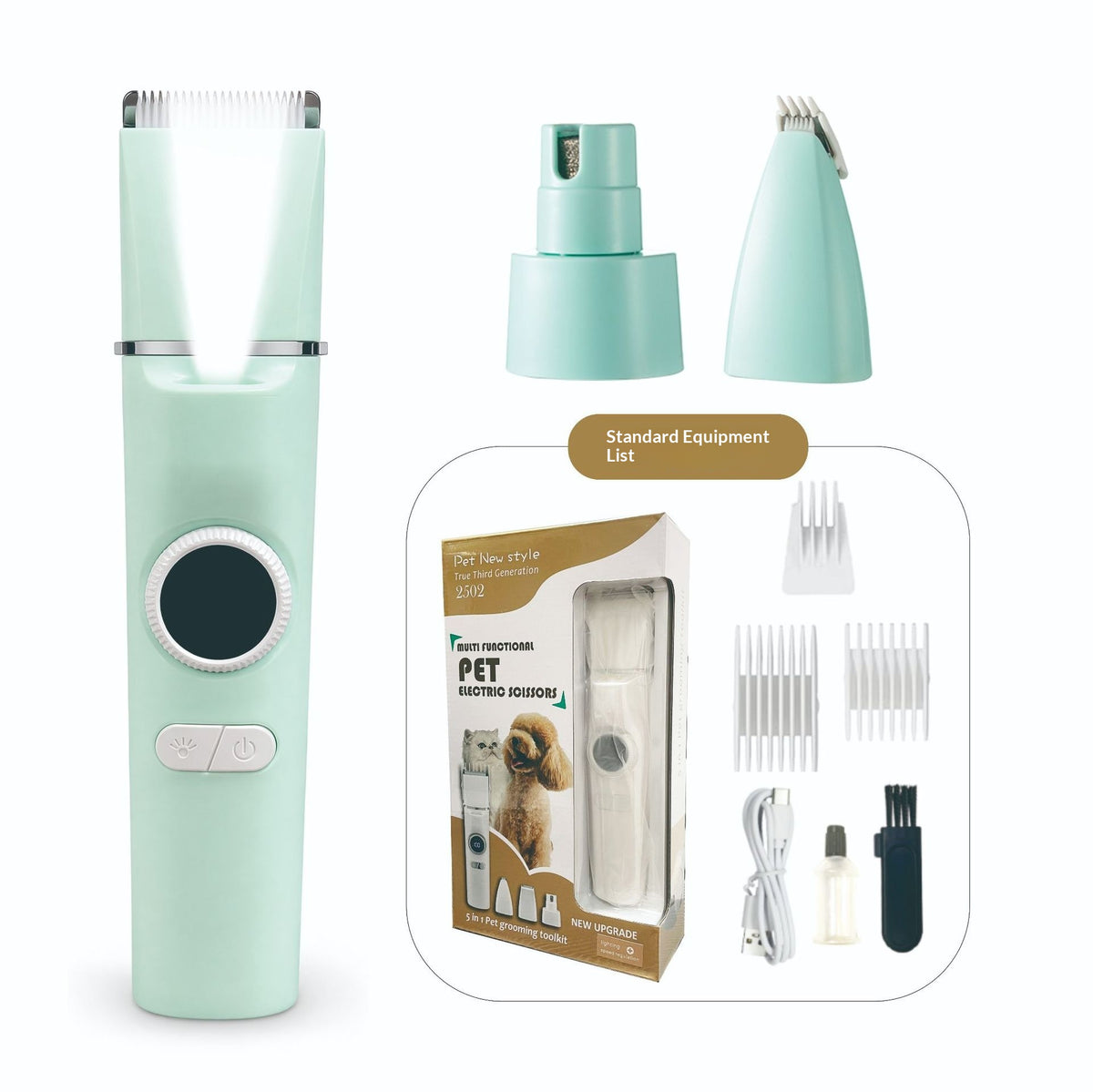 Pet clipper with digital display, grooming kit – alternate view