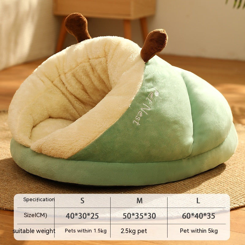 Winter pet slipper bed, cozy small nest – alternate view